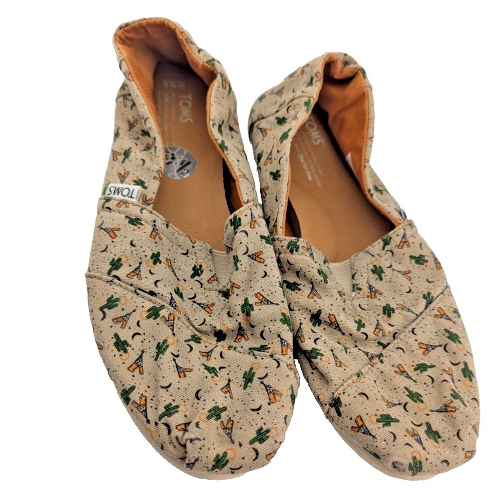 TOMS Women's Classic Slip-On Shoes Desert Cactus teepee Print Size 9.5 preloved